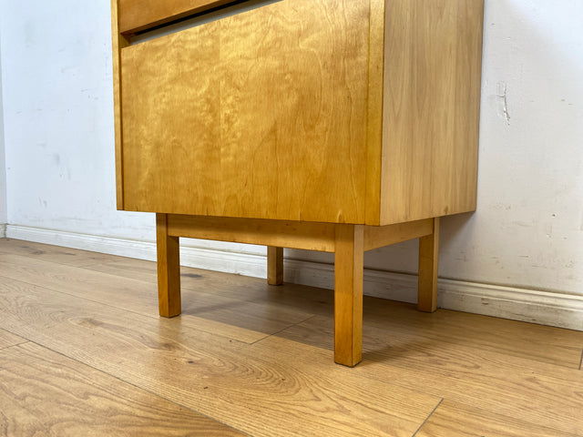 WMK Stilvoller und geräumiger Mid-Century Nachttisch 794/10 von VEB Hellerau in Birke mit Schublade # Nachtschrank Nachtkommode Nachtschränkchen Bedside Table Kommode Vintage DDR 50er 60er