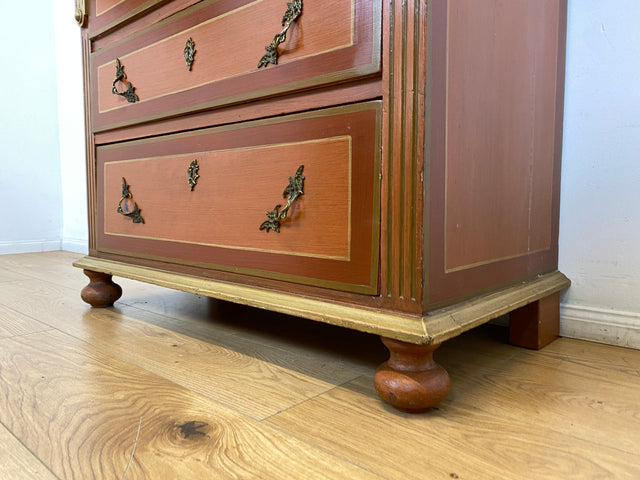 WMK I Imposante handbemalte antike Kommode aus vollem Holz mit Schubladen, Messinggriffen I Bauernkommode Wäschekommode Schubladenkommode Wickelkommode Schrank Anrichte Vintage Berlin Bonn Regensburg
