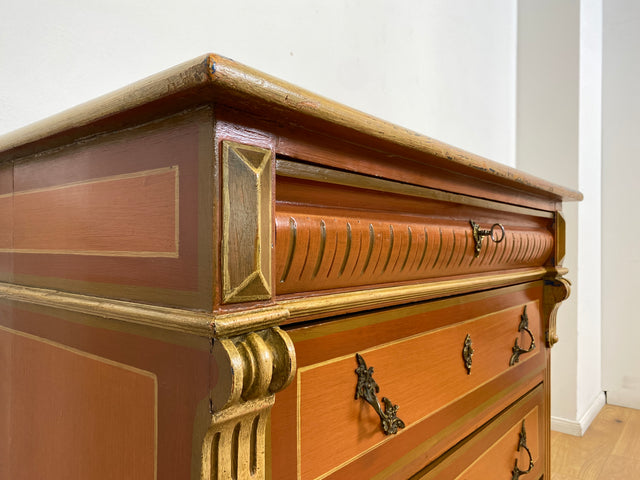 WMK I Imposante handbemalte antike Kommode aus vollem Holz mit Schubladen, Messinggriffen I Bauernkommode Wäschekommode Schubladenkommode Wickelkommode Schrank Anrichte Vintage Berlin Bonn Regensburg