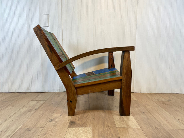 Boatwood by WMK # 1/4 Elegant and robust armchair made of old boat wood, a handmade unique piece made of solid teak # Wooden armchair Reading armchair Club armchair Armchair Garden furniture Balcony furniture Gastro