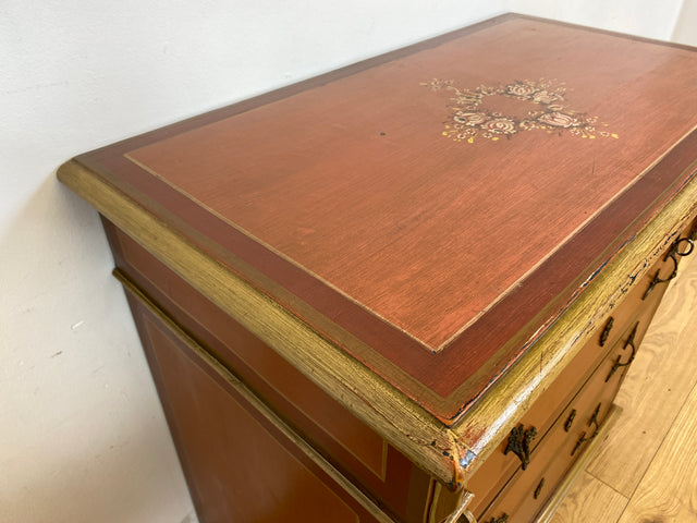 WMK I Imposante handbemalte antike Kommode aus vollem Holz mit Schubladen, Messinggriffen I Bauernkommode Wäschekommode Schubladenkommode Wickelkommode Schrank Anrichte Vintage Berlin Bonn Regensburg