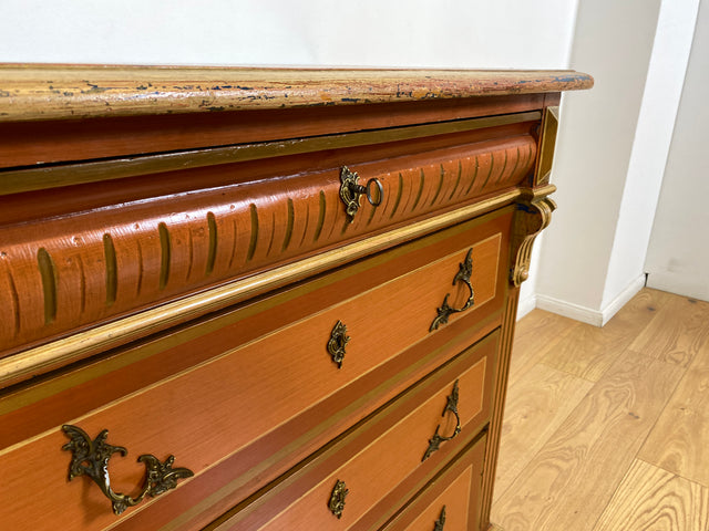 WMK I Imposante handbemalte antike Kommode aus vollem Holz mit Schubladen, Messinggriffen I Bauernkommode Wäschekommode Schubladenkommode Wickelkommode Schrank Anrichte Vintage Berlin Bonn Regensburg