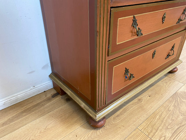 WMK I Imposante handbemalte antike Kommode aus vollem Holz mit Schubladen, Messinggriffen I Bauernkommode Wäschekommode Schubladenkommode Wickelkommode Schrank Anrichte Vintage Berlin Bonn Regensburg