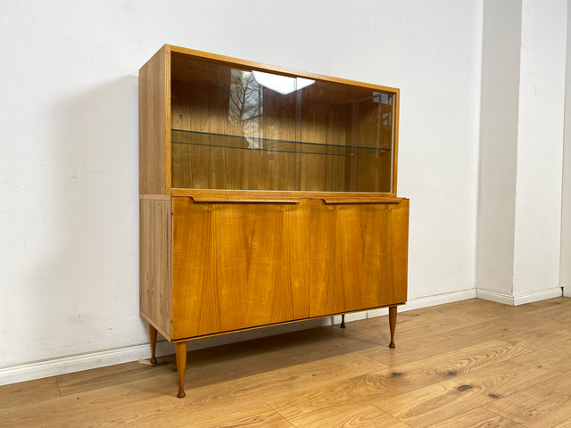 WMK Schöne & gut erhaltene Mid-Century Vitrine in Esche von VEB Bad Liebenwerda aus 1966, baugleich mit VEB Hellerau # Highboard Schubladenkommode Geschirrschrank Sideboard Kommode 60er DDR Vintage