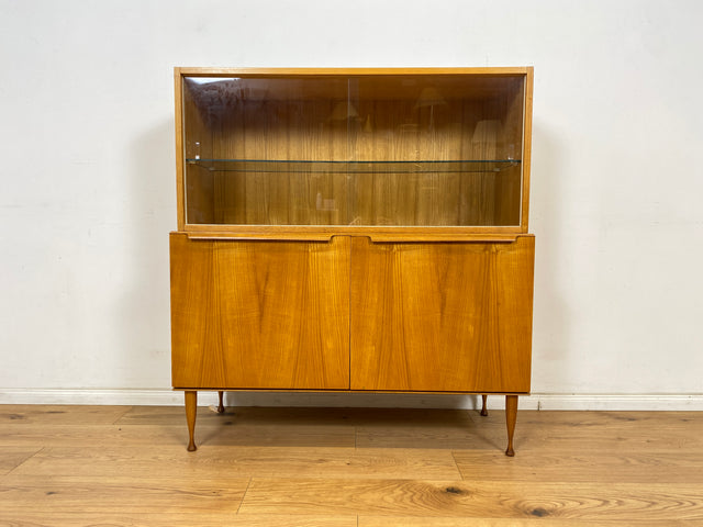 WMK Schöne & gut erhaltene Mid-Century Vitrine in Esche von VEB Bad Liebenwerda aus 1966, baugleich mit VEB Hellerau # Highboard Schubladenkommode Geschirrschrank Sideboard Kommode 60er DDR Vintage