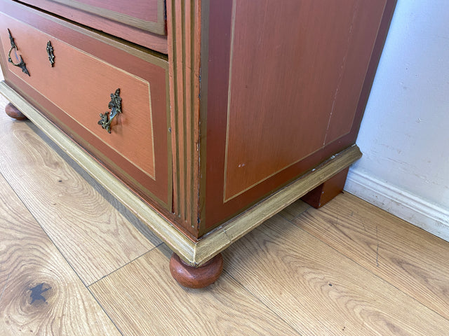 WMK I Imposante handbemalte antike Kommode aus vollem Holz mit Schubladen, Messinggriffen I Bauernkommode Wäschekommode Schubladenkommode Wickelkommode Schrank Anrichte Vintage Berlin Bonn Regensburg