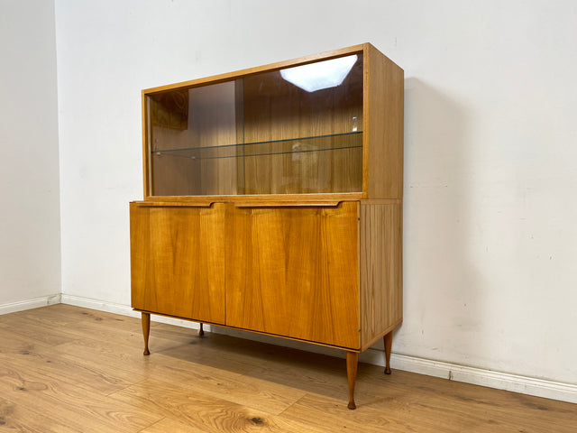 WMK Schöne & gut erhaltene Mid-Century Vitrine in Esche von VEB Bad Liebenwerda aus 1966, baugleich mit VEB Hellerau # Highboard Schubladenkommode Geschirrschrank Sideboard Kommode 60er DDR Vintage