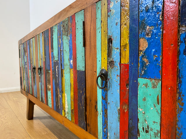 Boatwood by WMK I Bunterschönes Sideboard handgefertigt aus altem Bootsholz