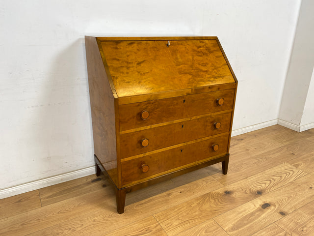 WMK Schöner und praktischer Mid-Century Sekretär aus vollem Holz mit stabiler aufklappbarer Schreibplatte # Schreibschrank Schreibtisch Kommode Schubladenkommode Wäschekommode Desk Vintage 50er 60er