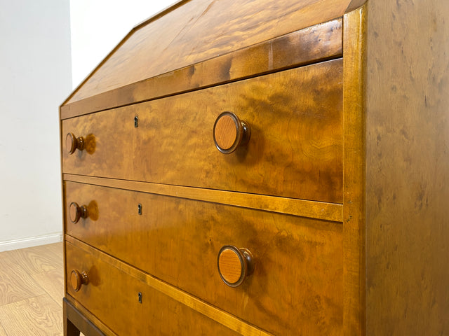 WMK Schöner und praktischer Mid-Century Sekretär aus vollem Holz mit stabiler aufklappbarer Schreibplatte # Schreibschrank Schreibtisch Kommode Schubladenkommode Wäschekommode Desk Vintage 50er 60er