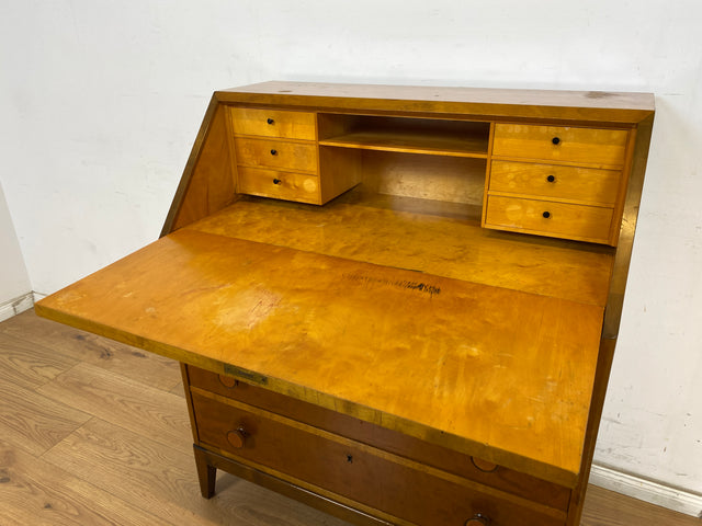 WMK Schöner und praktischer Mid-Century Sekretär aus vollem Holz mit stabiler aufklappbarer Schreibplatte # Schreibschrank Schreibtisch Kommode Schubladenkommode Wäschekommode Desk Vintage 50er 60er