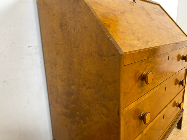 WMK Schöner und praktischer Mid-Century Sekretär aus vollem Holz mit stabiler aufklappbarer Schreibplatte # Schreibschrank Schreibtisch Kommode Schubladenkommode Wäschekommode Desk Vintage 50er 60er