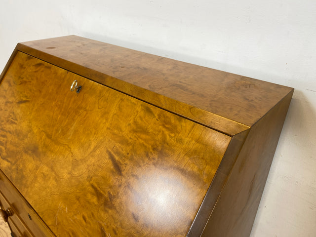 WMK Schöner und praktischer Mid-Century Sekretär aus vollem Holz mit stabiler aufklappbarer Schreibplatte # Schreibschrank Schreibtisch Kommode Schubladenkommode Wäschekommode Desk Vintage 50er 60er