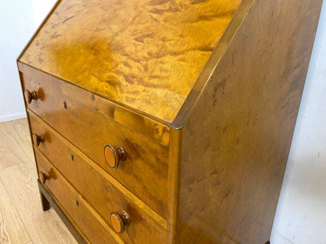 WMK Schöner und praktischer Mid-Century Sekretär aus vollem Holz mit stabiler aufklappbarer Schreibplatte # Schreibschrank Schreibtisch Kommode Schubladenkommode Wäschekommode Desk Vintage 50er 60er