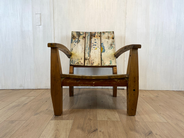 Boatwood by WMK # 1/4 Elegant and robust armchair made of old boat wood, a handmade unique piece made of solid teak # Wooden armchair Reading armchair Club armchair Armchair Garden furniture Balcony furniture Gastro