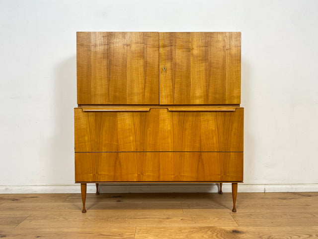 WMK Schöner & gut erhaltener Mid-Century Highboard in Esche aus 1966 von VEB Bad Liebenwerda, baugleich mit VEB Hellerau # Schrank Wäscheschrank Wäschekommode Sideboard Kommode 60er DDR Vintage Retro