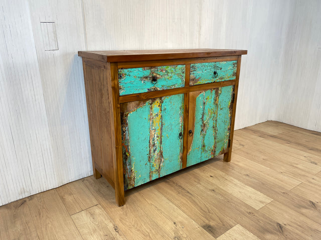 Boatwood by WMK # Schöne und geräumige Kommode mit Schubladen, ein aus altem Bootsholz handgefertigtes Unikat aus massivem Teakholz # Schrank Sideboard Anrichte Wäschekommode Flurkommode Schuhschrank