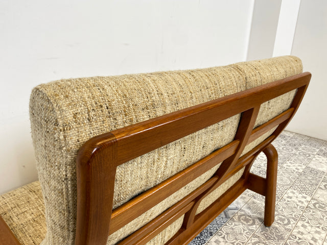 WMK Hochwertiges und sehr gut erhaltenes skandinavisches Designersofa von HS Design mit edlem Teakholz Rahmen und feinem Wollbezug # Sofa Couch 2er 2-Sitzer Teak Danish Design Mid-Century Vintage