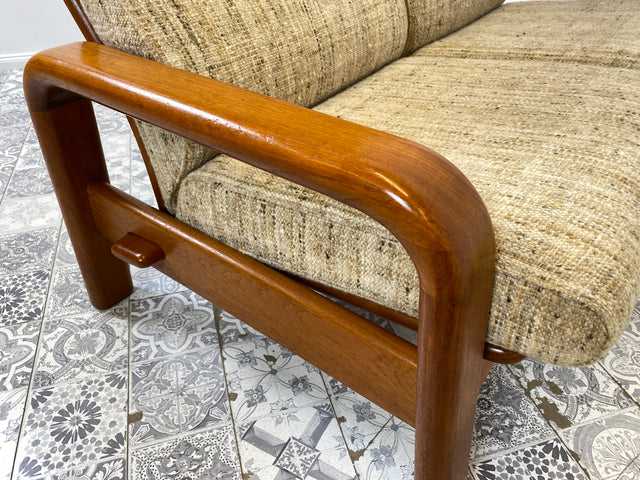 WMK Hochwertiges und sehr gut erhaltenes skandinavisches Designersofa von HS Design mit edlem Teakholz Rahmen und feinem Wollbezug # Sofa Couch 2er 2-Sitzer Teak Danish Design Mid-Century Vintage