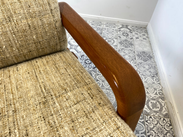 WMK Hochwertiges und sehr gut erhaltenes skandinavisches Designersofa von HS Design mit edlem Teakholz Rahmen und feinem Wollbezug # Sofa Couch 2er 2-Sitzer Teak Danish Design Mid-Century Vintage