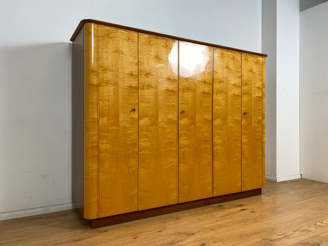 WMK Schöner, geräumiger und sehr gut erhaltener Mid-Century Kleiderschrank in Ahorn und Mahagoni von VEB Heidenau, aus um 1960 # Schrank Wäscheschrank Wardrobe Schlafzimmerschrank Rockabilly Vintage