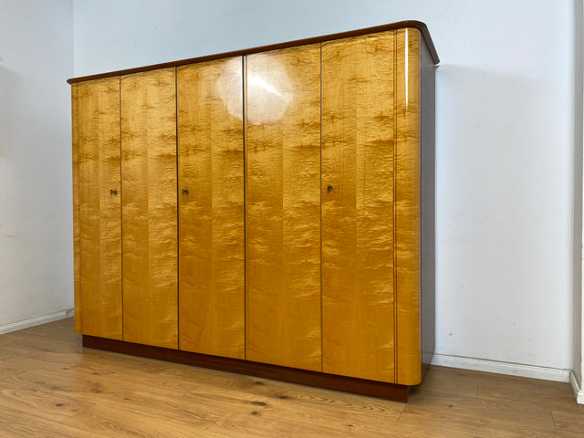 WMK Schöner, geräumiger und sehr gut erhaltener Mid-Century Kleiderschrank in Ahorn und Mahagoni von VEB Heidenau, aus um 1960 # Schrank Wäscheschrank Wardrobe Schlafzimmerschrank Rockabilly Vintage