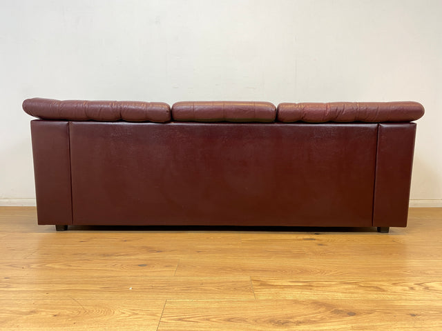 WMK Stilvolles & äußerst bequemes skandinavisches Ledersofa mit weichem gestepptem Echtlederbezug mit charaktervoller Alterspatina # Sofa Couch Ledercouch 3-Sitzer Chesterfield Leder Echtleder Vintage