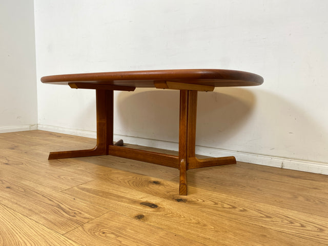 WMK Stilvoller & sehr gut erhaltener großer skandinavischer Designercouchtisch von Dyrlund aus massivem Teakholz # ovaler Couchtisch Wohnzimmertisch Coffee Table Mid-Century Vintage Danish Design Teak