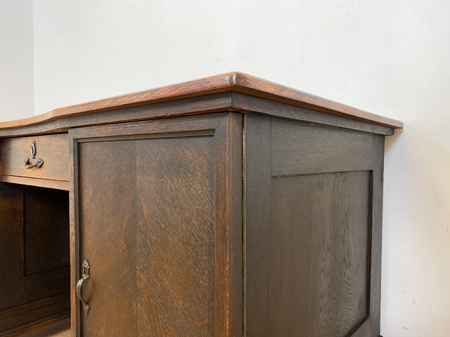 WMK Imposanter und sehr gut erhaltener antiker Schreibtisch aus vollem Holz mit Schubladen und edlen Messingbeschlägen # Arbeitstisch Bürotisch Sekretär Writing Desk Jugendstil Gründerzeit Vintage