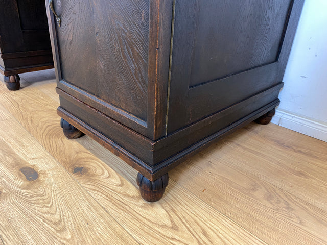 WMK Imposanter und sehr gut erhaltener antiker Schreibtisch aus vollem Holz mit Schubladen und edlen Messingbeschlägen # Arbeitstisch Bürotisch Sekretär Writing Desk Jugendstil Gründerzeit Vintage