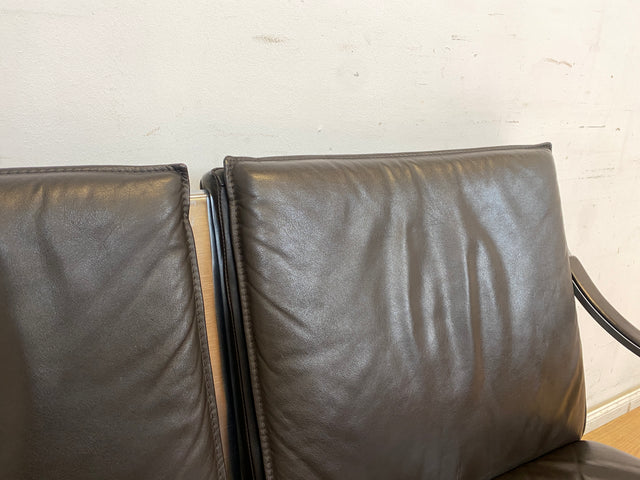 WMK Stilvolles & sehr gut erhaltenes Designersofa Alpha von Walter Knoll für Dreipunkt mit Echtlederbezug & Stahl # Sofa Couch Ledersofa Ledercouch 2-Sitzer Echtleder Space Age Chrom Leder Vintage