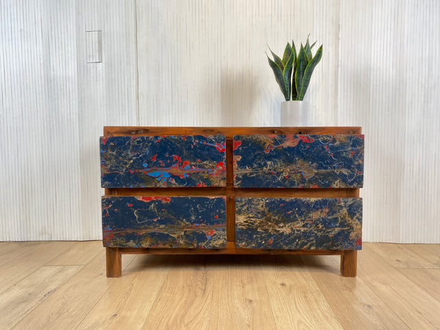 Boatwood by WMK # Besonders schönes Lowboard aus altem Bootsholz, ein handgefertigtes Unikat aus massivem Teakholz # Kommode Sideboard TV-Lowboard Fernsehekommode Schubladenkommode Wäschekommode Teak