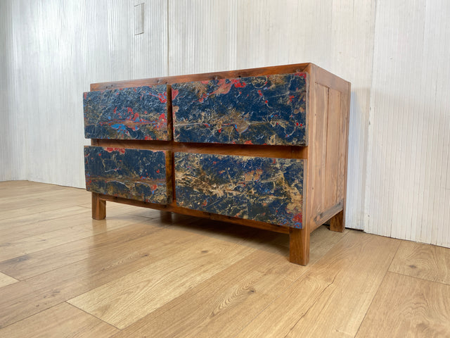 Boatwood by WMK # Besonders schönes Lowboard aus altem Bootsholz, ein handgefertigtes Unikat aus massivem Teakholz # Kommode Sideboard TV-Lowboard Fernsehekommode Schubladenkommode Wäschekommode Teak