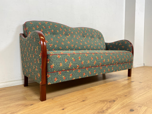 WMK Besonders schönes und sehr gut erhaltene skandinavisches Art Deco Sofa mit hochwertigen späterem Bezug und bequemen Federkern, um 1930 # Couch 3er 3-Sitzer Daybed Sitzgarnitur Mid-Century Vintage