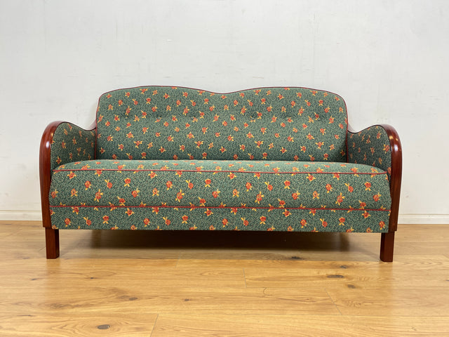 WMK Besonders schönes und sehr gut erhaltene skandinavisches Art Deco Sofa mit hochwertigen späterem Bezug und bequemen Federkern, um 1930 # Couch 3er 3-Sitzer Daybed Sitzgarnitur Mid-Century Vintage