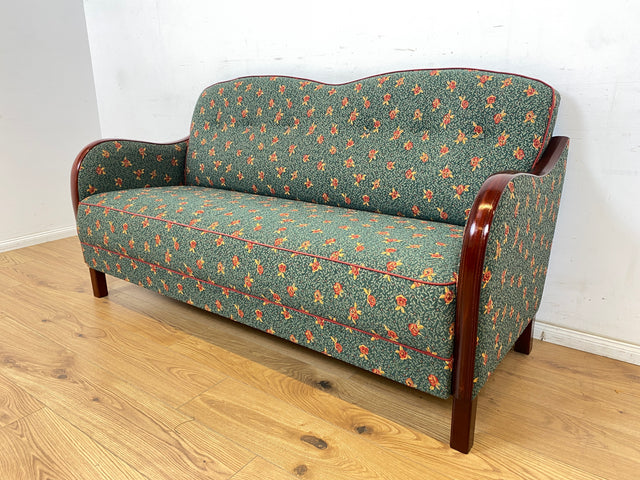 WMK Besonders schönes und sehr gut erhaltene skandinavisches Art Deco Sofa mit hochwertigen späterem Bezug und bequemen Federkern, um 1930 # Couch 3er 3-Sitzer Daybed Sitzgarnitur Mid-Century Vintage