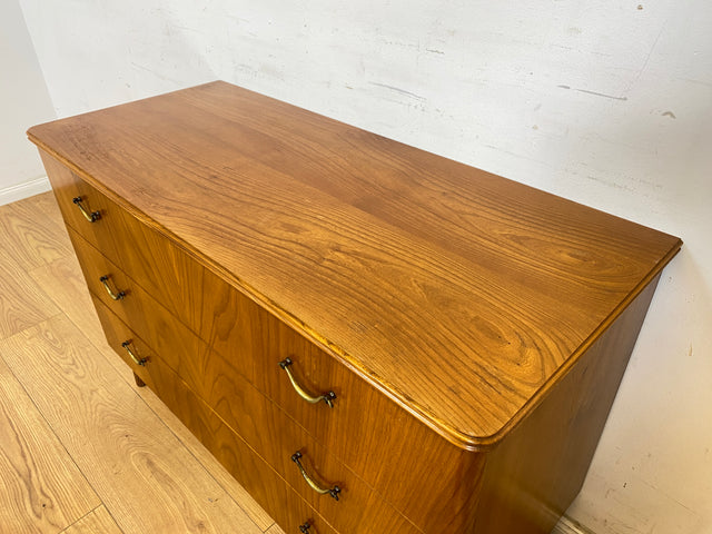 WMK Besonders schöne und sehr gut erhaltene skandinavische Kommode aus vollem Holz mit Schubladen & Messinggriffen # Sideboard Schubladenkommode Wäschekommode Flurkommode Mid-Century Vintage 50er 60er