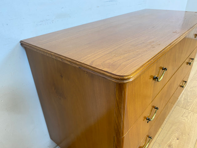 WMK Besonders schöne und sehr gut erhaltene skandinavische Kommode aus vollem Holz mit Schubladen & Messinggriffen # Sideboard Schubladenkommode Wäschekommode Flurkommode Mid-Century Vintage 50er 60er