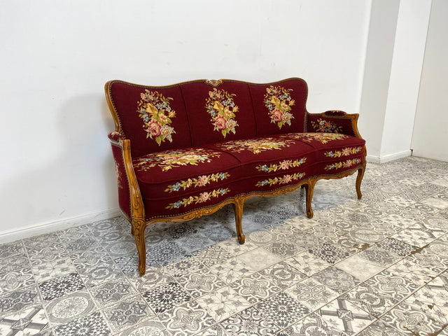 WMK Beautiful &amp; well-preserved 60s sofa in the style of the Baroque with high-quality tapestry cover &amp; comfortable spring core seat # Couch Lounger Chaise Longue Loveseat Chippendale Rococo style furniture Vintage