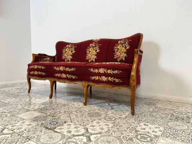 WMK Beautiful &amp; well-preserved 60s sofa in the style of the Baroque with high-quality tapestry cover &amp; comfortable spring core seat # Couch Lounger Chaise Longue Loveseat Chippendale Rococo style furniture Vintage