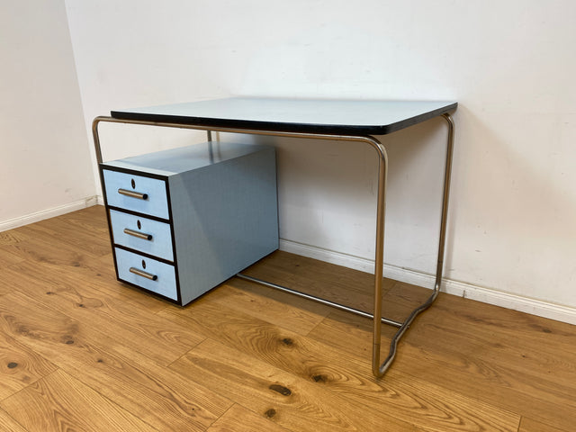 WMK Rares Bauhaus Highlight! Zeitlos schöner Ärzte Schreibtisch aus 1930er Jahren # kleiner Arbeitstisch Desk Bürotisch Designer Kinderschreibtisch Art Deco Vintage Chrom Stahlrohr Industrial Design