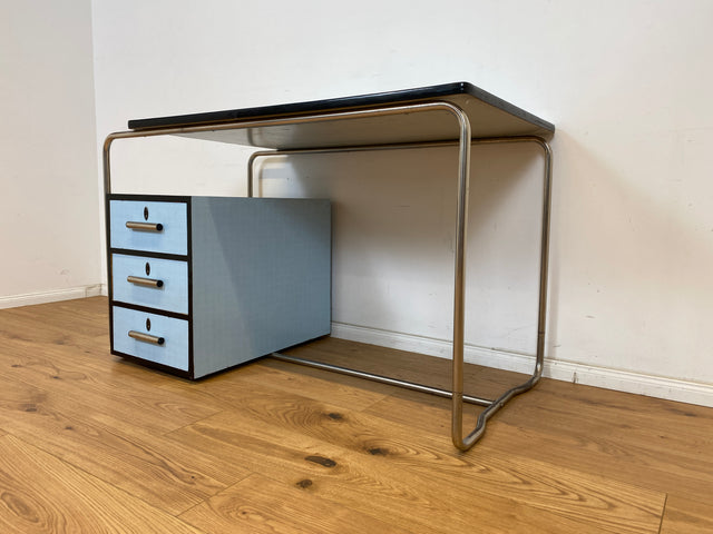 WMK Rares Bauhaus Highlight! Zeitlos schöner Ärzte Schreibtisch aus 1930er Jahren # kleiner Arbeitstisch Desk Bürotisch Designer Kinderschreibtisch Art Deco Vintage Chrom Stahlrohr Industrial Design