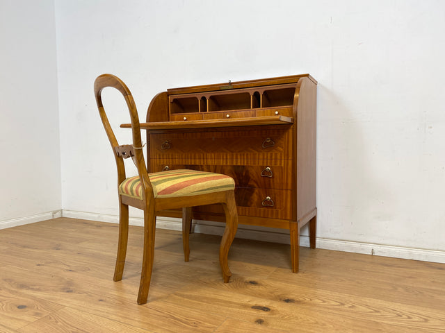 WMK Hochwertiger skandinavischer Sekretär aus vollem Holz mit ausziehbarer Schreibplatte und Schubladen # Schreibschrank Desk Schreibtisch Kommode Schubladenkommode Wäschekommode Mid-Century Vintage