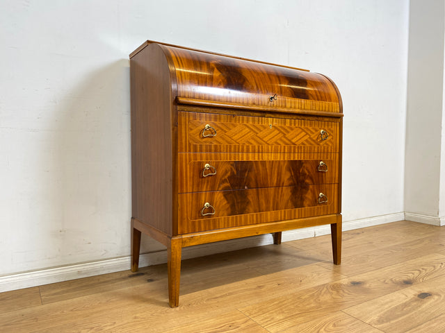 WMK Hochwertiger skandinavischer Sekretär aus vollem Holz mit ausziehbarer Schreibplatte und Schubladen # Schreibschrank Desk Schreibtisch Kommode Schubladenkommode Wäschekommode Mid-Century Vintage