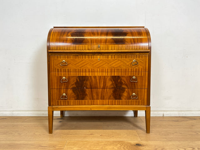 WMK Hochwertiger skandinavischer Sekretär aus vollem Holz mit ausziehbarer Schreibplatte und Schubladen # Schreibschrank Desk Schreibtisch Kommode Schubladenkommode Wäschekommode Mid-Century Vintage