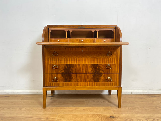 WMK Hochwertiger skandinavischer Sekretär aus vollem Holz mit ausziehbarer Schreibplatte und Schubladen # Schreibschrank Desk Schreibtisch Kommode Schubladenkommode Wäschekommode Mid-Century Vintage