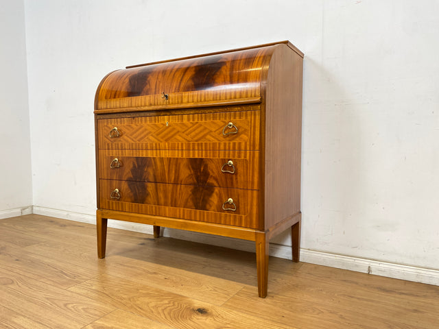 WMK Hochwertiger skandinavischer Sekretär aus vollem Holz mit ausziehbarer Schreibplatte und Schubladen # Schreibschrank Desk Schreibtisch Kommode Schubladenkommode Wäschekommode Mid-Century Vintage