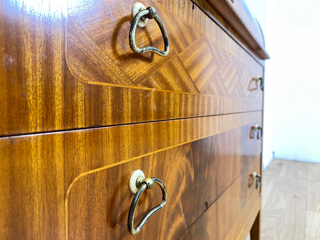 WMK Hochwertiger skandinavischer Sekretär aus vollem Holz mit ausziehbarer Schreibplatte und Schubladen # Schreibschrank Desk Schreibtisch Kommode Schubladenkommode Wäschekommode Mid-Century Vintage