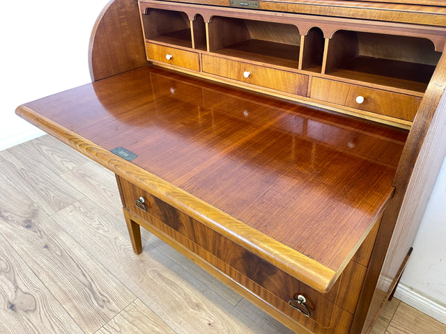 WMK Hochwertiger skandinavischer Sekretär aus vollem Holz mit ausziehbarer Schreibplatte und Schubladen # Schreibschrank Desk Schreibtisch Kommode Schubladenkommode Wäschekommode Mid-Century Vintage