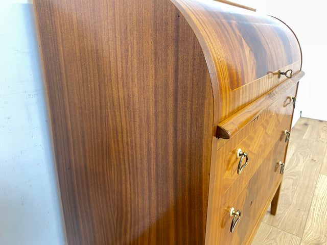 WMK Hochwertiger skandinavischer Sekretär aus vollem Holz mit ausziehbarer Schreibplatte und Schubladen # Schreibschrank Desk Schreibtisch Kommode Schubladenkommode Wäschekommode Mid-Century Vintage